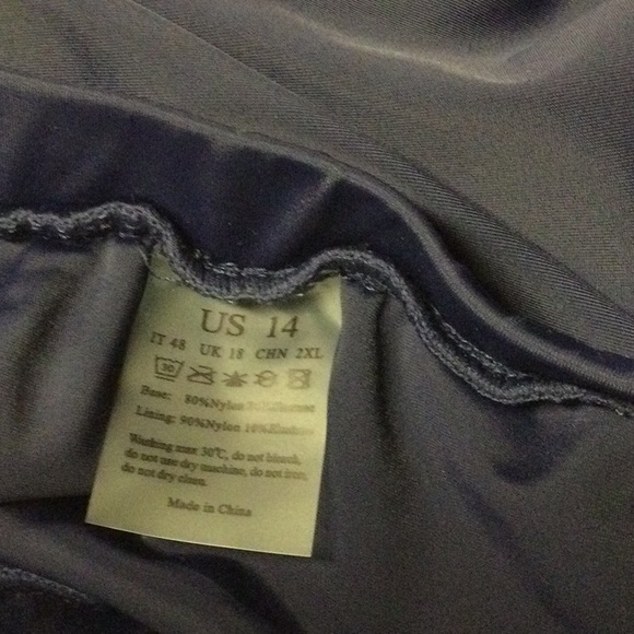 Navy Blue High Waisted Swim Skirt - Picture 2 of 4